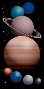 Planets Cluster Solar System Stock Illustration
