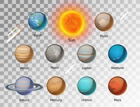 Planets colorful vector set on white background Stock Illustration