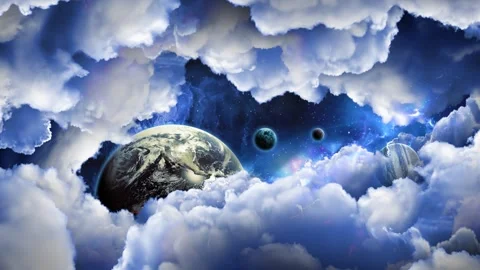 Planets in deep space against a beautiful nebula among clouds Stock Footage 297011137