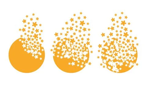 Planets dispersing into a cloud of flowers Stock Illustration