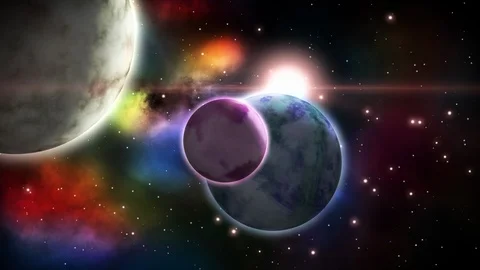 Planets in a distant galaxy. Loop. Stock Footage 92296245