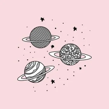Planets draws of solar system design Illustrazione stock