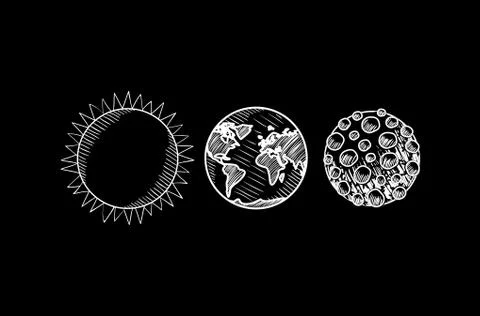 Planets draws of solar system design Illustrazione stock