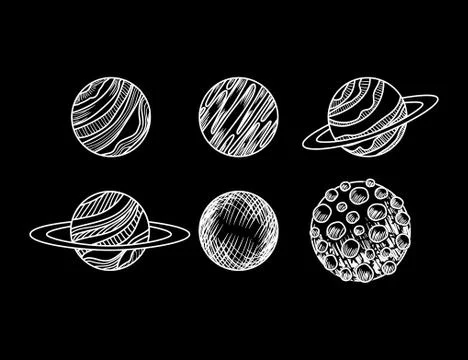 Planets draws of solar system design Stock Illustration