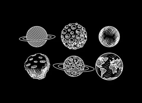Planets draws of solar system design Illustrazione stock