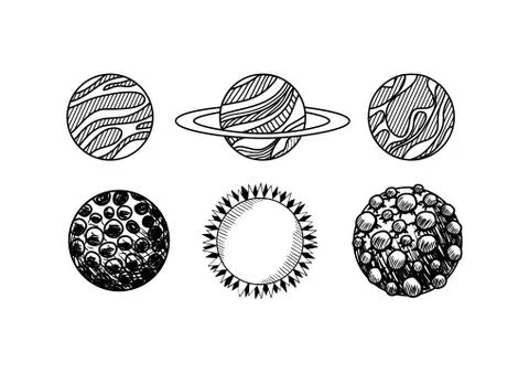 Planets draws of solar system design Illustrazione stock
