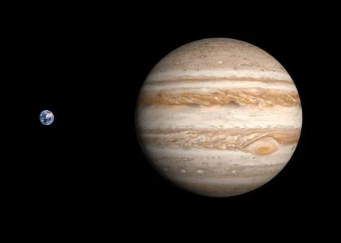 Planets earth and jupiter Stock Illustration