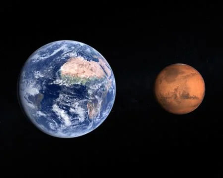 Planets earth and mars Stock Illustration