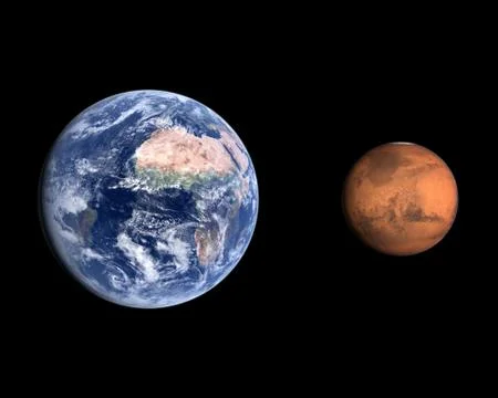 Planets earth and mars Stock Illustration