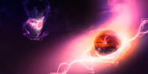 Planets Evolution in Outer Space, Red Planet Life Begins 스톡 일러스트