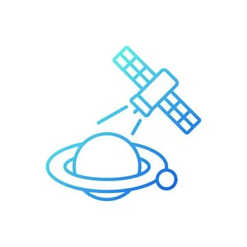 Planets observation process gradient linear vector icon Stock Illustration