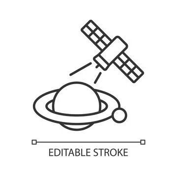 Planets observation process linear icon Stock Illustration