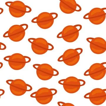 Planets orange color seamless pattern on white background for texture print Illustrazione stock