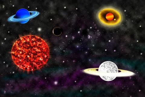 Planets in orbit Stock Illustration