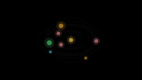 Planets orbiting sun on black background overlay 4K 库存影片 336624995