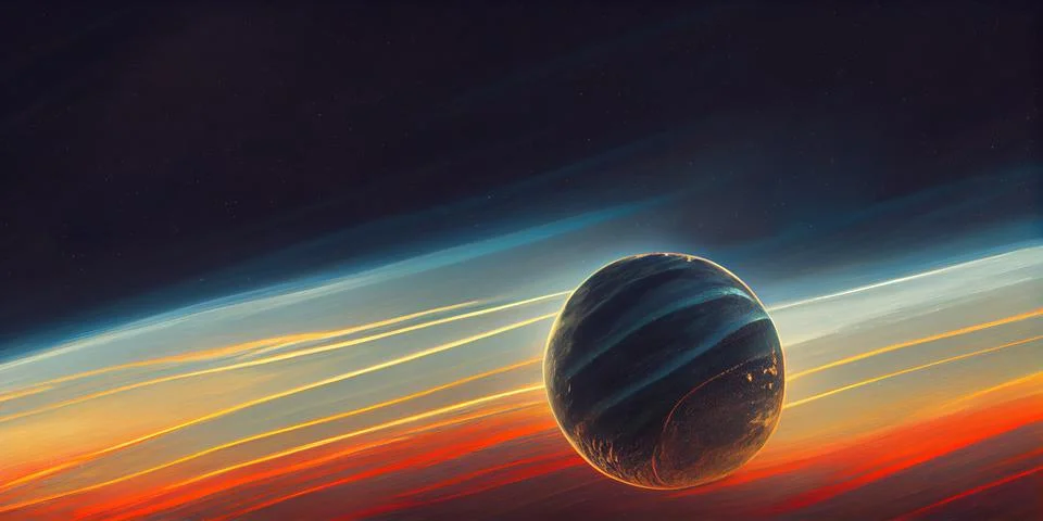 Planets in outer space. Against the background of nebulae. Stock Illustration