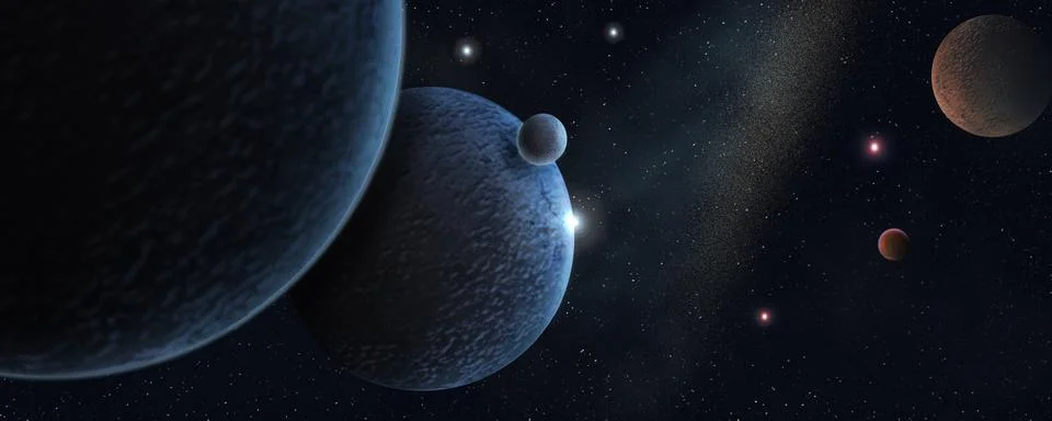 Planets in outer space Stock Illustration