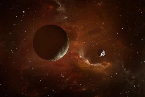 Planets outside our solar system. Exoplanets and exoplanetary systems, spac.. Stock Illustration
