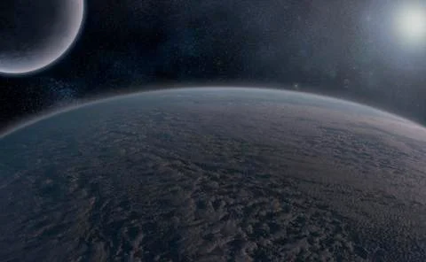 Planets over the nebula Stock Illustration