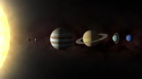 Planets in a Row Stock Footage 62761569