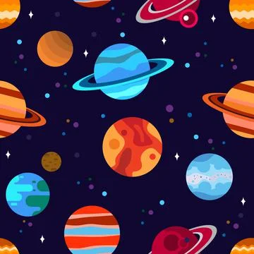 Planets Seamless Pattern Stock Illustration