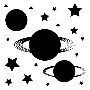 Planets silhouette isolated on white background- symbol Stock Illustration
