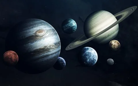 Planets of Solar system. Earth, Mars, Jupiter and others. Elements of this image Stock Photos