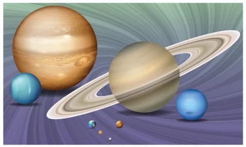 Planets in solar system Illustrazione stock