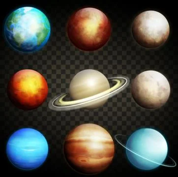 Planets of the solar system isolated on a transparent background Stock Illustration