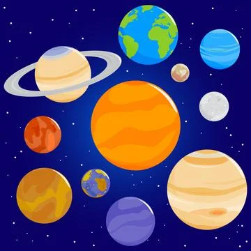 Planets of solar system in the sky. Vector illustration Stock Illustration