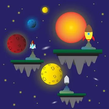 Planets in the solar system, Solar system, Inner planets and Outer planets Stock Illustration