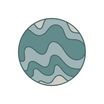 Planets of the solar system, sun in doodle style Stock Illustration