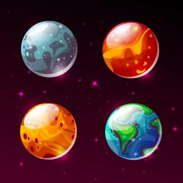 Planets in space galaxy vector cartoon illustration Иллюстрация