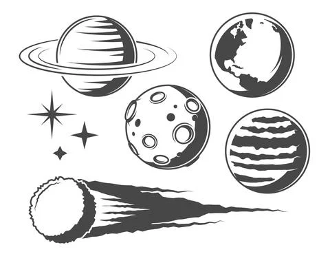 Planets, Space Objects Illustrations Stock Illustration