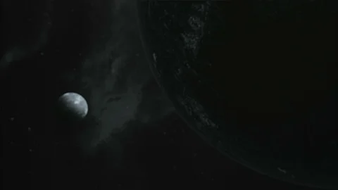 Planets in space with sun flare Stock Footage 99006465