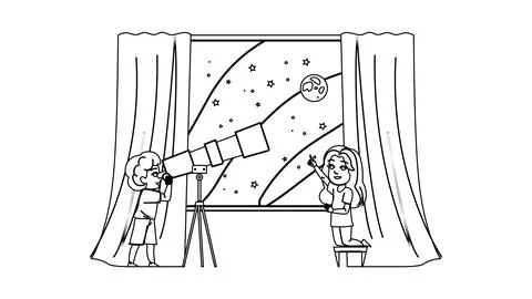 Planets stargazing kid vector Stock Illustration