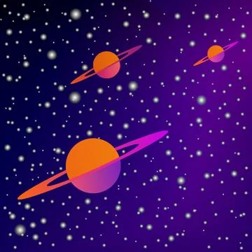 Planets surrounded by rings in outer space against the background of the star Stock Photos