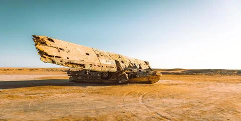 A planewreck in the desert Stock Photos