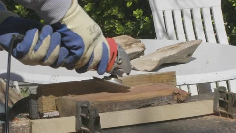 Planing piece of old log Stock Footage 151485162