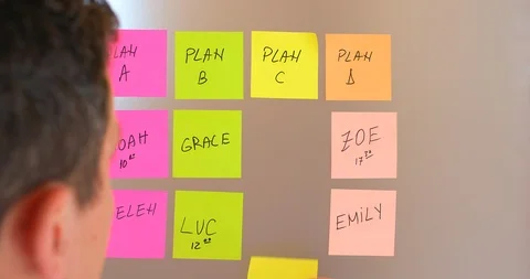 Planing with post it notes 스톡 동영상 107670016