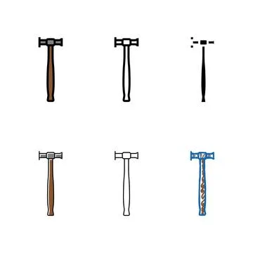 Planishing hammer tool color pack icon vector Stock Illustration