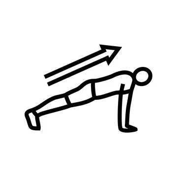 Plank arrows indicating core engagement line icon vector illustration Stock Illustration