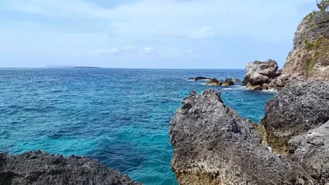 A plank bridge built between the rocks Stock Footage 297136678