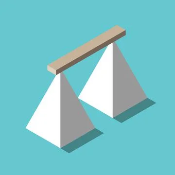 Plank connecting two pyramids Stock Illustration