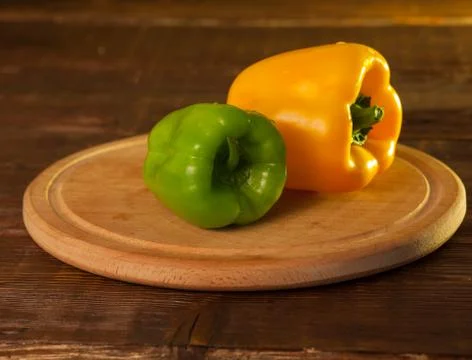 On a plank is paprika Foto stock