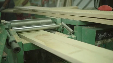 Plank production in carpenter workshop. slow motion Stock Footage 77669812