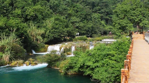 Plank road waterfall Stock Footage 32169627