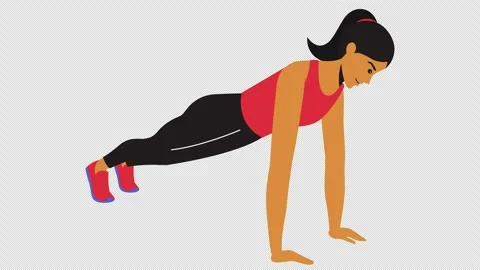 Plank Shoulder Tap Exercise Animation 4k Looping Stock Footage 318772910