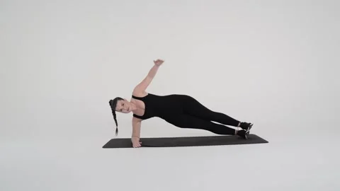 Plank Side Arm Reach (Dynamic) Stock Footage 314193961