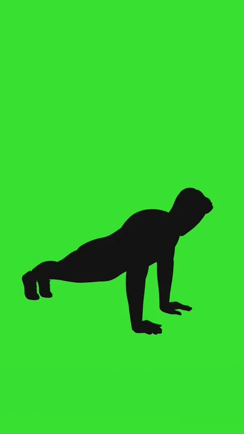 Plank Workout Silhouette Low to High Motion Green Screen Animation 4K Stock Footage 328210558
